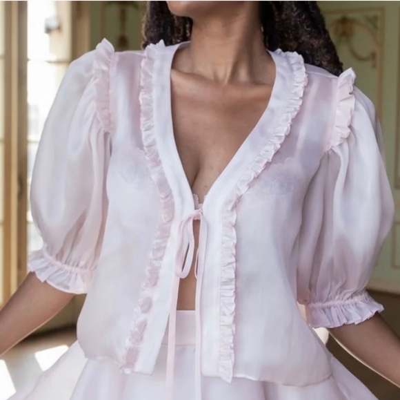 Selkie The Silk Satin Paper Doll Blouse Peach - Picture 16 of 16